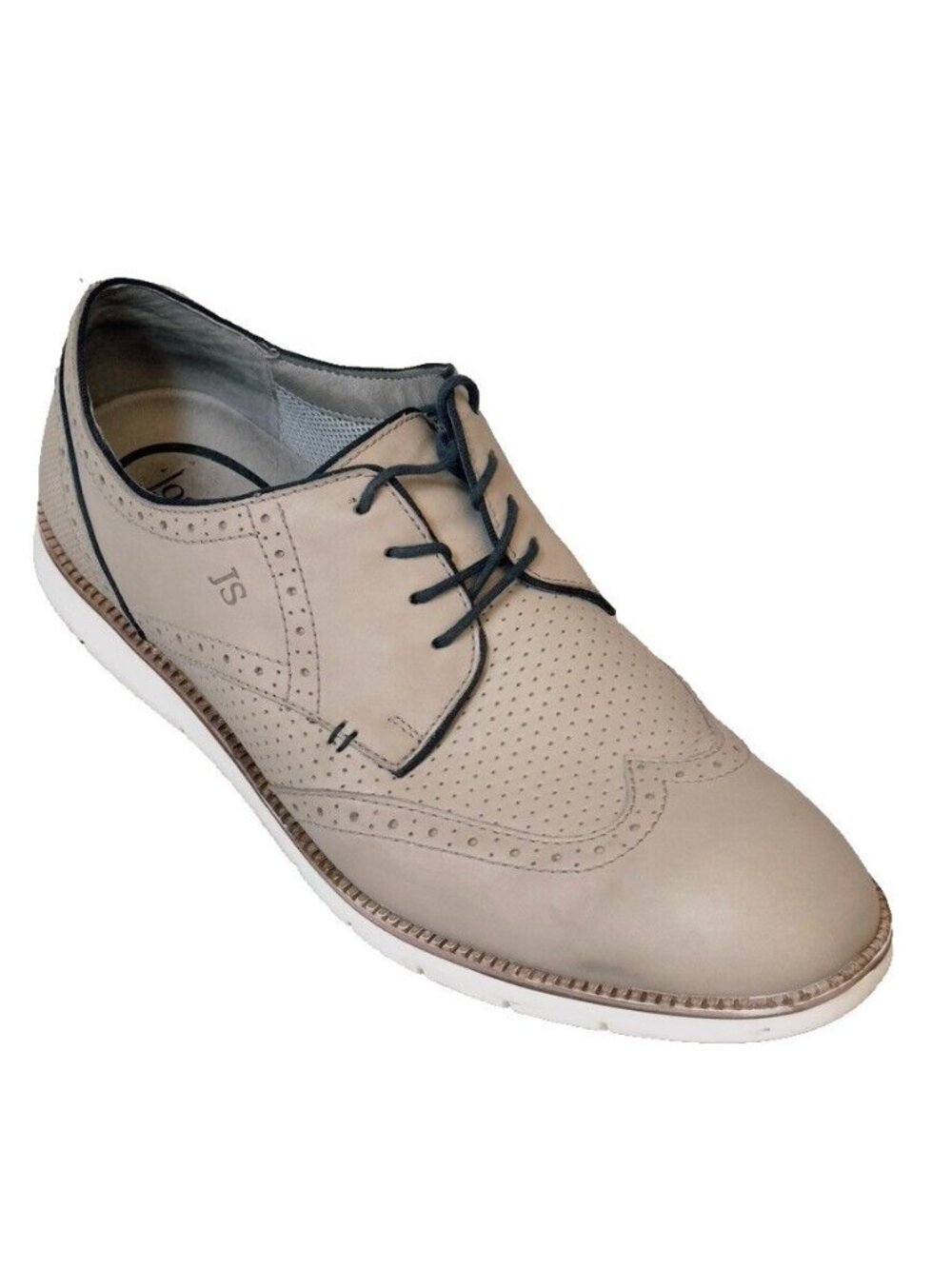 Men Shoes JOSEF SEIBEL Casual Taupe Leather Wingtip Oxford Derby Size  Eu 45 US